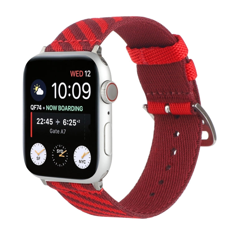 Nylon Single Loop Watch Band For Apple Watch Series 9&8&7 41mm / SE 3&SE 2&6&SE&5&4 40mm / 3&2&1 38mm(Red+Dark Red) by bashfashion