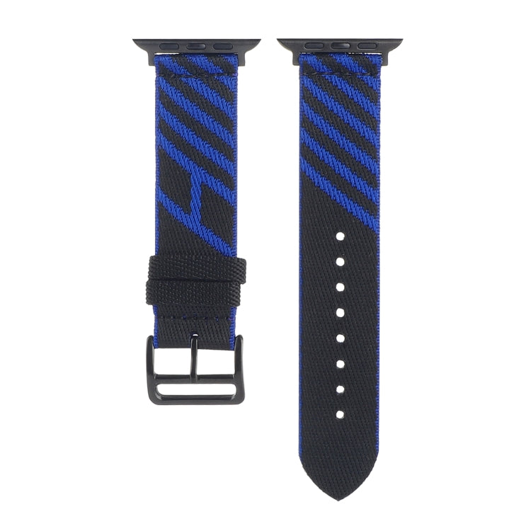 Nylon Single Loop Watch Band For Apple Watch Ultra 49mm&Watch Ultra 2 49mm / Series 9&8&7 45mm / SE 3&SE 2&6&SE&5&4 44mm / 3&2&1 42mm(Blue+Black) by bashfashion