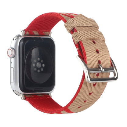 Nylon Single Loop Watch Band For Apple Watch Ultra 49mm&Watch Ultra 2 49mm / Series 9&8&7 45mm / SE 3&SE 2&6&SE&5&4 44mm / 3&2&1 42mm(Red+Khaki) by bashfashion