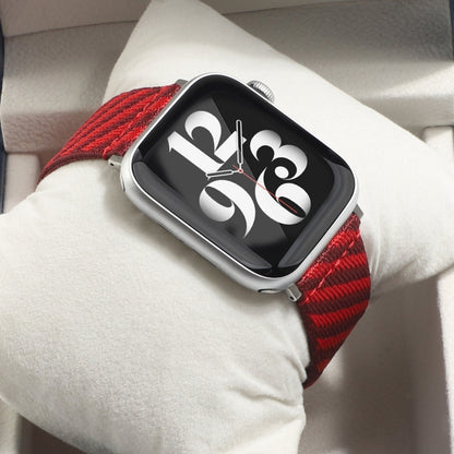 Nylon Single Loop Watch Band For Apple Watch Ultra 49mm&Watch Ultra 2 49mm / Series 9&8&7 45mm / SE 3&SE 2&6&SE&5&4 44mm / 3&2&1 42mm(Red+Dark Red) by bashfashion