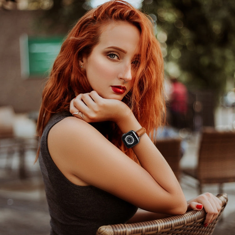 Business Style Leather Watch Band For Apple Watch Ultra 49mm&Watch Ultra 2 49mm / Series 9&8&7 45mm / SE 3&SE 2&6&SE&5&4 44mm / 3&2&1 42mm(Brown Silver Buckle) by bashfashion