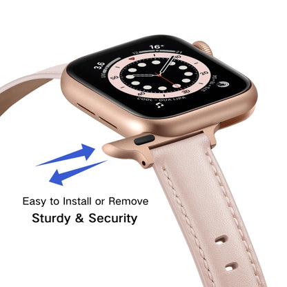 Business Style Leather Watch Band For Apple Watch Ultra 49mm&Watch Ultra 2 49mm / Series 9&8&7 45mm / SE 3&SE 2&6&SE&5&4 44mm / 3&2&1 42mm(Pink Sand) by bashfashion