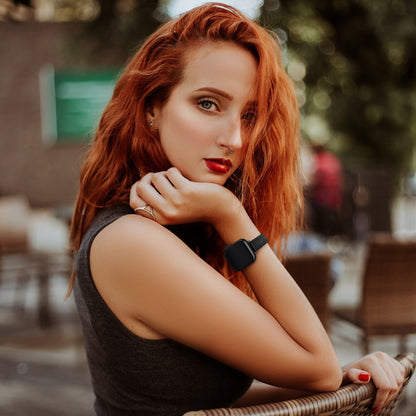 Women Starry Sky Style Leather Watch Band For Apple Watch Series 9&8&7 41mm / SE 3&SE 2&6&SE&5&4 40mm / 3&2&1 38mm(Black Black Buckle) by bashfashion