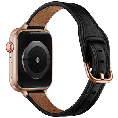 Women Starry Sky Style Leather Watch Band For Apple Watch Series 9&8&7 41mm / SE 3&SE 2&6&SE&5&4 40mm / 3&2&1 38mm(Black Rose Gold Buckle) by bashfashion