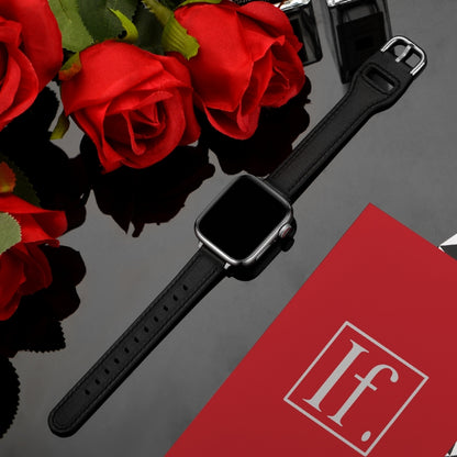 Women Starry Sky Style Leather Watch Band For Apple Watch Series 9&8&7 41mm / SE 3&SE 2&6&SE&5&4 40mm / 3&2&1 38mm(Black Silver Buckle) by bashfashion