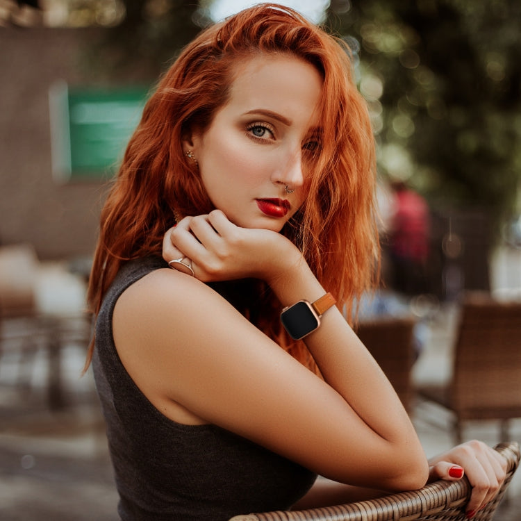 Women Starry Sky Style Leather Watch Band For Apple Watch Ultra 49mm&Watch Ultra 2 49mm / Series 9&8&7 45mm / SE 3&SE 2&6&SE&5&4 44mm / 3&2&1 42mm(Brown Rose Gold Buckle) by bashfashion