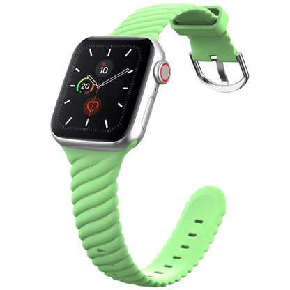 Solid Color Twist Silicone Watch Band For Apple Watch Series 9&8&7 41mm / SE 3&SE 2&6&SE&5&4 40mm / 3&2&1 38mm(Yellow Green) by bashfashion