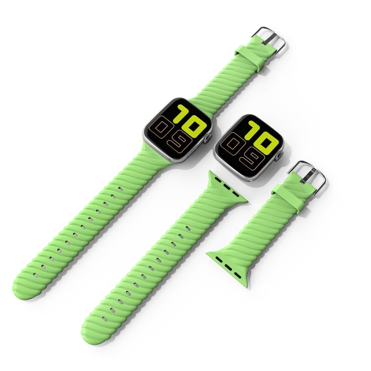 Solid Color Twist Silicone Watch Band For Apple Watch Series 9&8&7 41mm / SE 3&SE 2&6&SE&5&4 40mm / 3&2&1 38mm(Yellow Green) by bashfashion