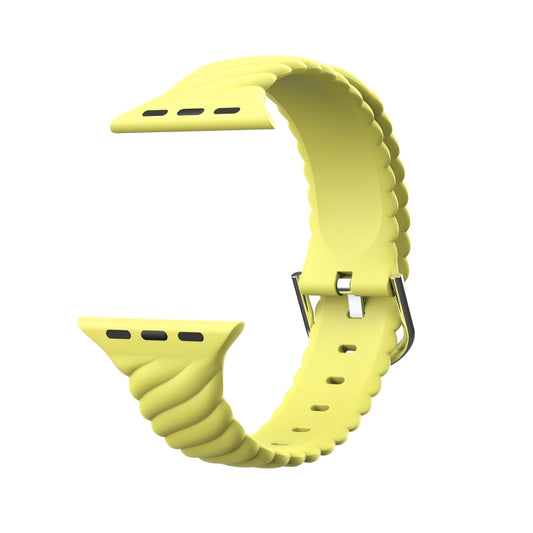 Solid Color Twist Silicone Watch Band For Apple Watch Series 9&8&7 41mm / SE 3&SE 2&6&SE&5&4 40mm / 3&2&1 38mm(Yellow) by bashfashion