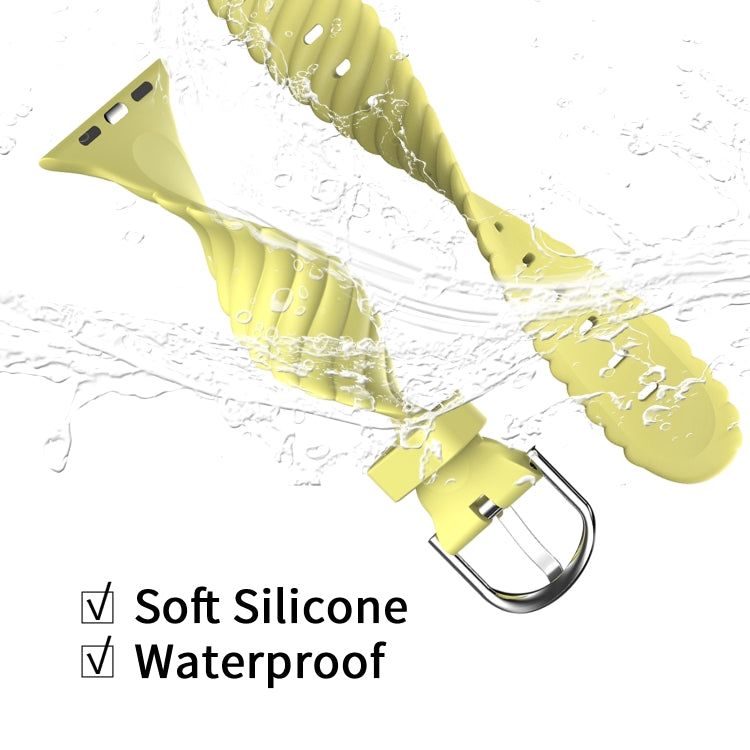 Solid Color Twist Silicone Watch Band For Apple Watch Series 9&8&7 41mm / SE 3&SE 2&6&SE&5&4 40mm / 3&2&1 38mm(Yellow) by bashfashion