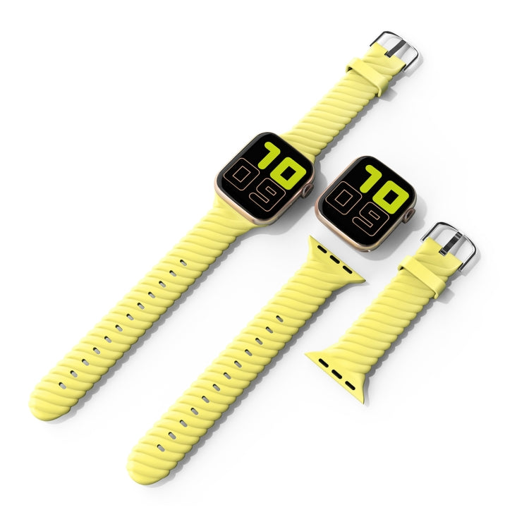 Solid Color Twist Silicone Watch Band For Apple Watch Series 9&8&7 41mm / SE 3&SE 2&6&SE&5&4 40mm / 3&2&1 38mm(Yellow) by bashfashion