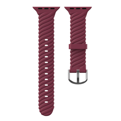Solid Color Twist Silicone Watch Band For Apple Watch Ultra 49mm&Watch Ultra 2 49mm / Series 9&8&7 45mm / SE 3&SE 2&6&SE&5&4 44mm / 3&2&1 42mm(Wine Red) by bashfashion