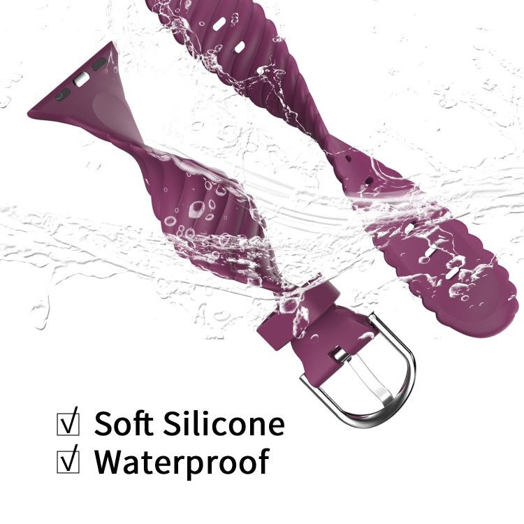 Solid Color Twist Silicone Watch Band For Apple Watch Ultra 49mm&Watch Ultra 2 49mm / Series 9&8&7 45mm / SE 3&SE 2&6&SE&5&4 44mm / 3&2&1 42mm(Wine Red) by bashfashion