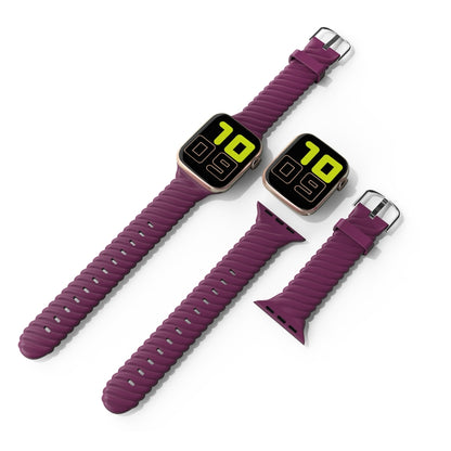 Solid Color Twist Silicone Watch Band For Apple Watch Ultra 49mm&Watch Ultra 2 49mm / Series 9&8&7 45mm / SE 3&SE 2&6&SE&5&4 44mm / 3&2&1 42mm(Wine Red) by bashfashion