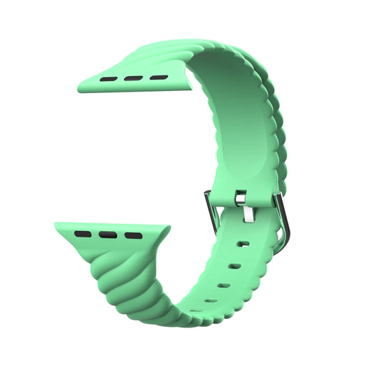 Solid Color Twist Silicone Watch Band For Apple Watch Ultra 49mm&Watch Ultra 2 49mm / Series 9&8&7 45mm / SE 3&SE 2&6&SE&5&4 44mm / 3&2&1 42mm(Green) by bashfashion