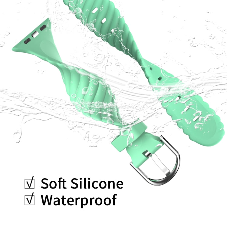 Solid Color Twist Silicone Watch Band For Apple Watch Ultra 49mm&Watch Ultra 2 49mm / Series 9&8&7 45mm / SE 3&SE 2&6&SE&5&4 44mm / 3&2&1 42mm(Green) by bashfashion