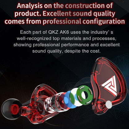 QKZ AK6 3.5mm In-Ear Wired Subwoofer Sports Earphone, Cable Length: About 1.2m(Transparent White) by QKZ