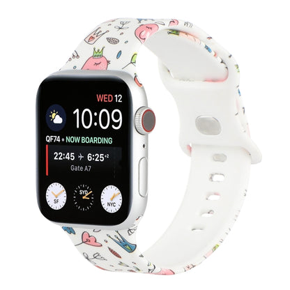 8-buckle Printed Strap Watch Band For Apple Watch Ultra 49mm&Watch Ultra 2 49mm / Series 9&8&7 45mm / SE 3&SE 2&6&SE&5&4 44mm / 3&2&1 42mm(White Background Crown) by bashfashion