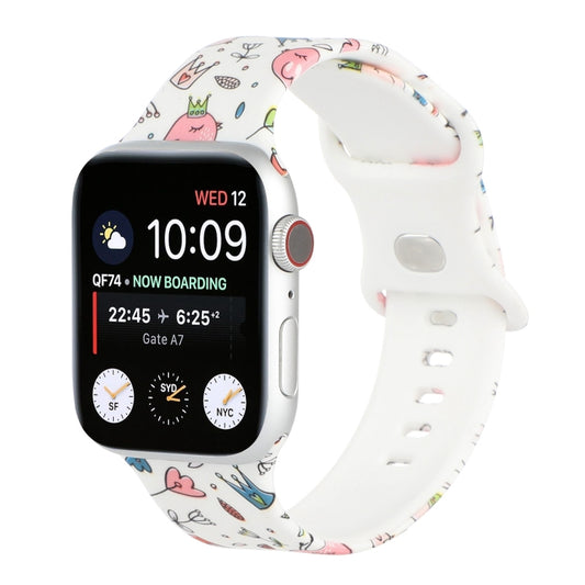 8-buckle Printed Strap Watch Band For Apple Watch Ultra 49mm&Watch Ultra 2 49mm / Series 9&8&7 45mm / SE 3&SE 2&6&SE&5&4 44mm / 3&2&1 42mm(White Background Crown) by bashfashion