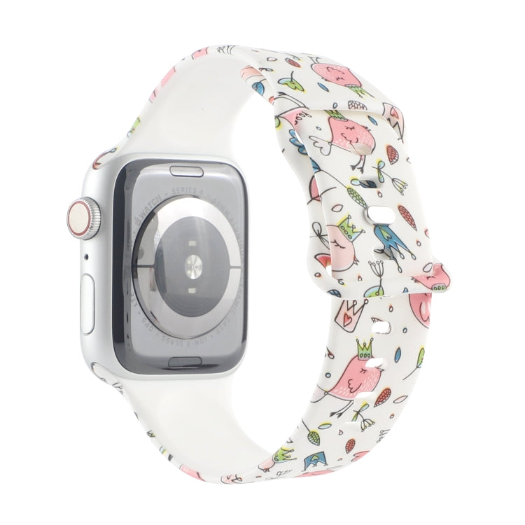 8-buckle Printed Strap Watch Band For Apple Watch Ultra 49mm&Watch Ultra 2 49mm / Series 9&8&7 45mm / SE 3&SE 2&6&SE&5&4 44mm / 3&2&1 42mm(White Background Crown) by bashfashion