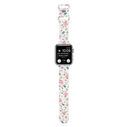 8-buckle Printed Strap Watch Band For Apple Watch Ultra 49mm&Watch Ultra 2 49mm / Series 9&8&7 45mm / SE 3&SE 2&6&SE&5&4 44mm / 3&2&1 42mm(White Background Crown) by bashfashion