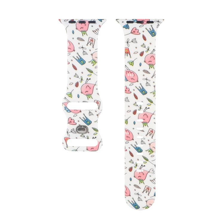 8-buckle Printed Strap Watch Band For Apple Watch Ultra 49mm&Watch Ultra 2 49mm / Series 9&8&7 45mm / SE 3&SE 2&6&SE&5&4 44mm / 3&2&1 42mm(White Background Crown) by bashfashion