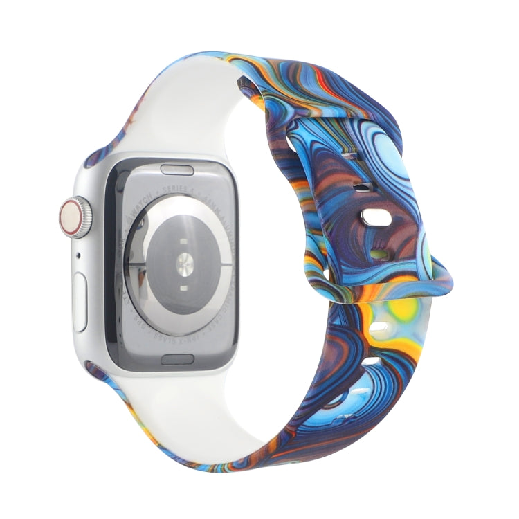 8-buckle Printed Strap Watch Band For Apple Watch Ultra 49mm&Watch Ultra 2 49mm / Series 9&8&7 45mm / SE 3&SE 2&6&SE&5&4 44mm / 3&2&1 42mm(Blue) by bashfashion