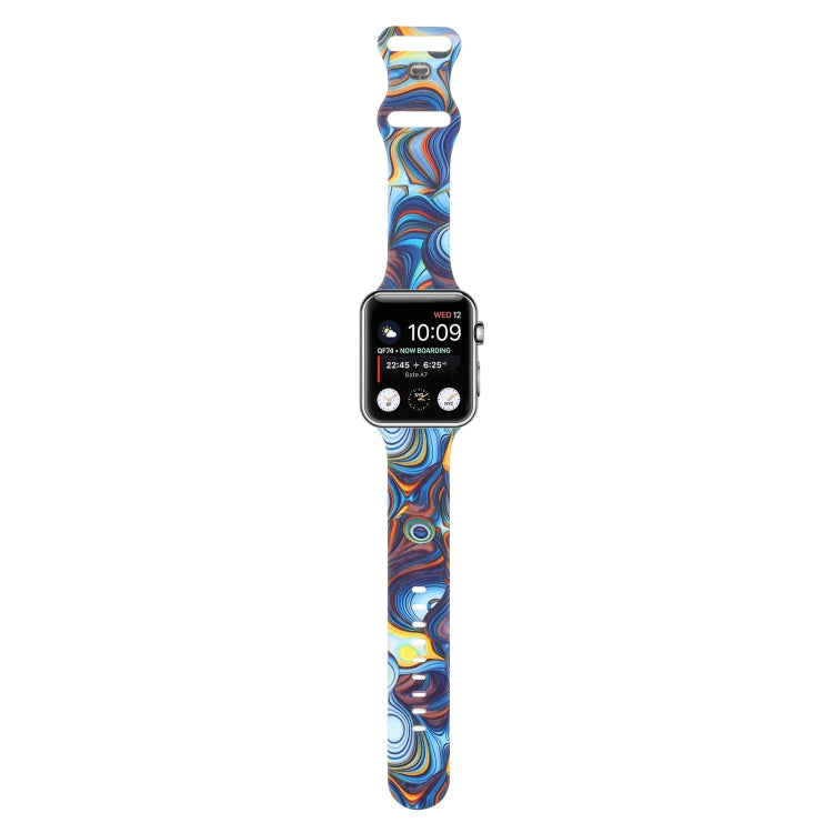 8-buckle Printed Strap Watch Band For Apple Watch Ultra 49mm&Watch Ultra 2 49mm / Series 9&8&7 45mm / SE 3&SE 2&6&SE&5&4 44mm / 3&2&1 42mm(Blue) by bashfashion