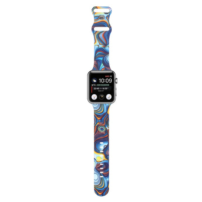 8-buckle Printed Strap Watch Band For Apple Watch Ultra 49mm&Watch Ultra 2 49mm / Series 9&8&7 45mm / SE 3&SE 2&6&SE&5&4 44mm / 3&2&1 42mm(Blue) by bashfashion