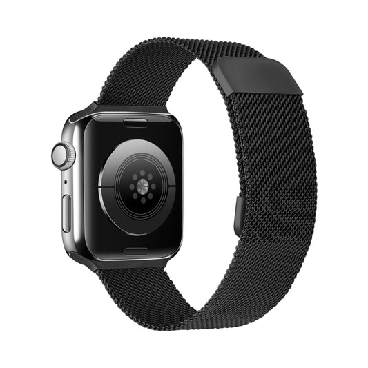 Double Section Milanese Magnetic Elasticity Strap Watch Band For Apple Watch Ultra 49mm&Watch Ultra 2 49mm / Series 9&8&7 45mm / SE 3&SE 2&6&SE&5&4 44mm / 3&2&1 42mm(Black) by bashfashion