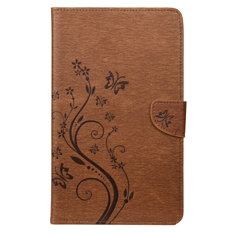 For Samsung Galaxy Tab A7 Lite / T220 Butterfly Flower Embossing Pattern Horizontal Flip Leather Case with Holder & Card Slots & Wallet(Brown) by bashfashion