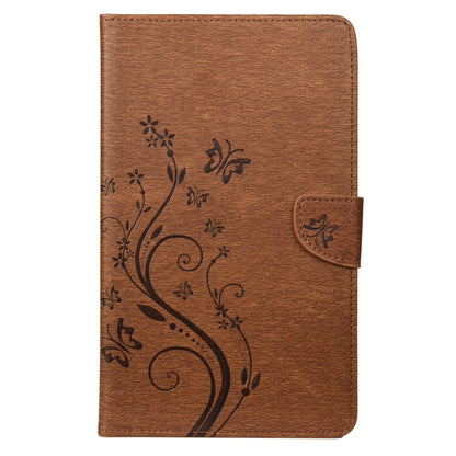 For Samsung Galaxy Tab A7 Lite / T220 Butterfly Flower Embossing Pattern Horizontal Flip Leather Case with Holder & Card Slots & Wallet(Brown) by bashfashion