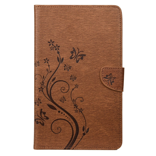 For Samsung Galaxy Tab A7 Lite / T220 Butterfly Flower Embossing Pattern Horizontal Flip Leather Case with Holder & Card Slots & Wallet(Brown) by bashfashion