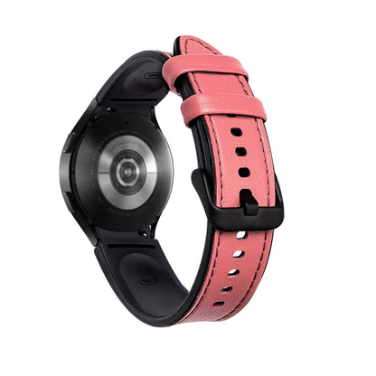 For Samsung Galaxy Watch4 Silicone + Leather Black Buckle Watch Band(Pink) by bashfashion