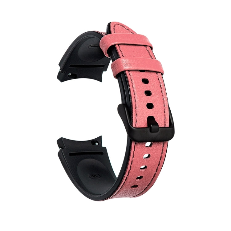 For Samsung Galaxy Watch4 Silicone + Leather Black Buckle Watch Band(Pink) by bashfashion