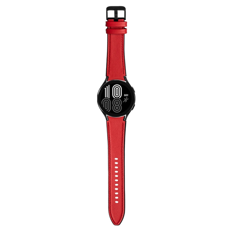 For Samsung Galaxy Watch4 Silicone + Leather Black Buckle Watch Band(Red) by bashfashion