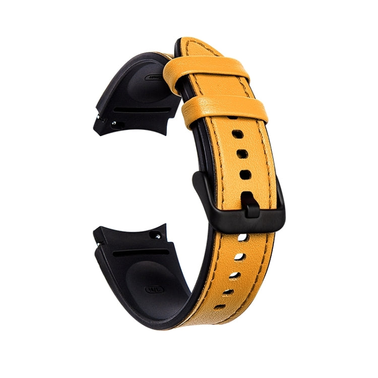 For Samsung Galaxy Watch4 Silicone + Leather Black Buckle Watch Band(Yellow) by bashfashion