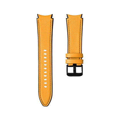 For Samsung Galaxy Watch4 Silicone + Leather Black Buckle Watch Band(Yellow) by bashfashion