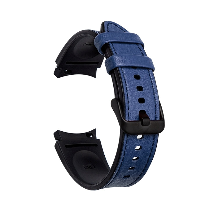 For Samsung Galaxy Watch4 Silicone + Leather Black Buckle Watch Band(Blue) by bashfashion