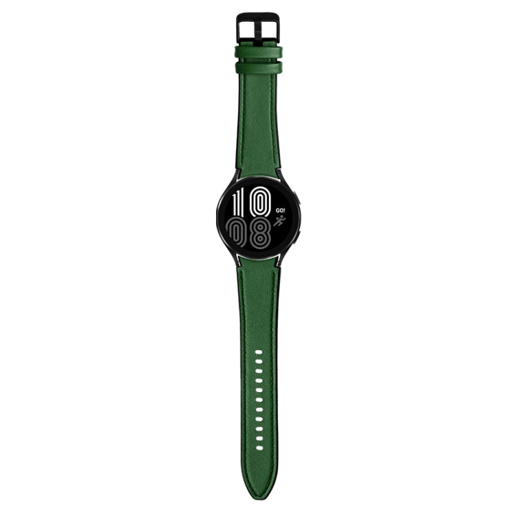 For Samsung Galaxy Watch4 Silicone + Leather Black Buckle Watch Band(Green) by bashfashion