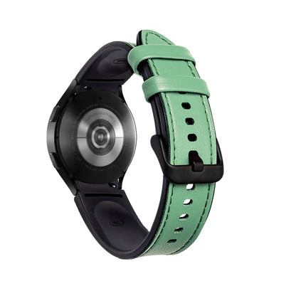 For Samsung Galaxy Watch4 Silicone + Leather Black Buckle Watch Band(Cyan Green) by bashfashion
