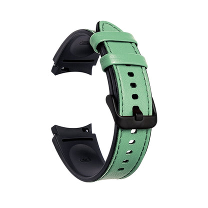 For Samsung Galaxy Watch4 Silicone + Leather Black Buckle Watch Band(Cyan Green) by bashfashion