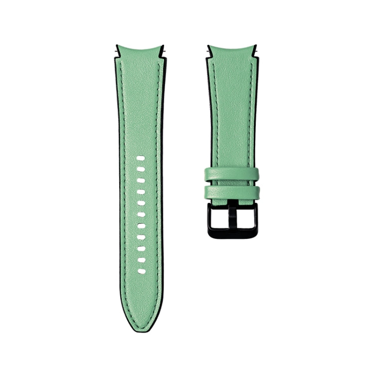 For Samsung Galaxy Watch4 Silicone + Leather Black Buckle Watch Band(Cyan Green) by bashfashion