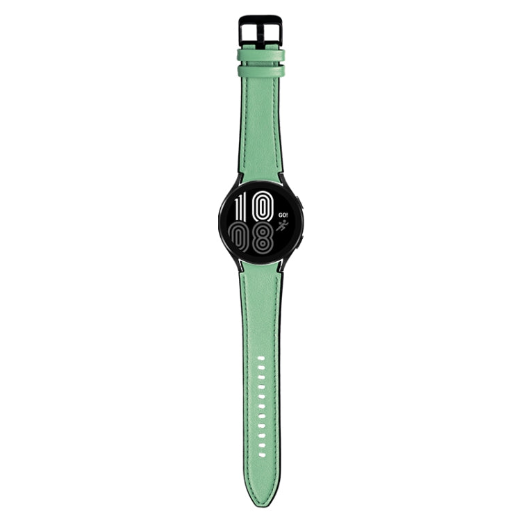 For Samsung Galaxy Watch4 Silicone + Leather Black Buckle Watch Band(Cyan Green) by bashfashion