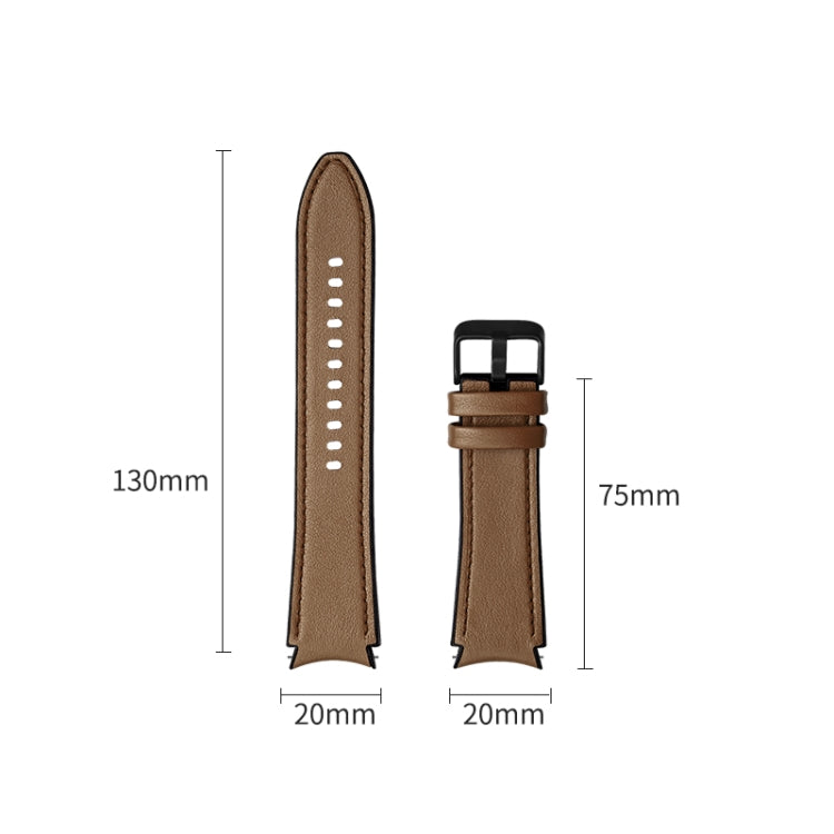 For Samsung Galaxy Watch4 Silicone + Leather Black Buckle Watch Band(Brown) by bashfashion