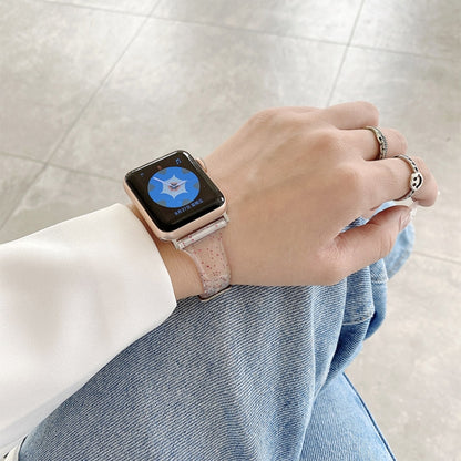 Small Waist Dual Section Milan Watch Band For Apple Watch Series 9&8&7 41mm / SE 3&SE 2&6&SE&5&4 40mm / 3&2&1 38mm(Transparent) by bashfashion