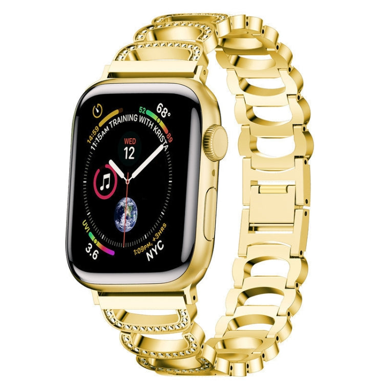 C-type Diamond Steel Watch Band For Apple Watch Ultra 49mm&Watch Ultra 2 49mm / Series 9&8&7 45mm / SE 3&SE 2&6&SE&5&4 44mm / 3&2&1 42mm(Gold) by bashfashion