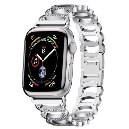 C-type Diamond Steel Watch Band For Apple Watch Ultra 49mm&Watch Ultra 2 49mm / Series 9&8&7 45mm / SE 3&SE 2&6&SE&5&4 44mm / 3&2&1 42mm(Silver) by bashfashion