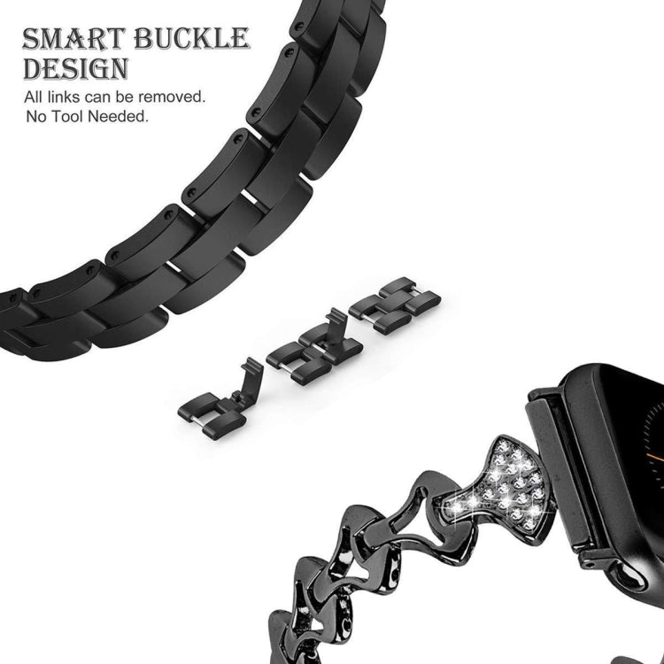 Sector Shape Diamond Metal Watch Band For Apple Watch Series 9&8&7 41mm / SE 3&SE 2&6&SE&5&4 40mm / 3&2&1 38mm(Rose Gold) by bashfashion