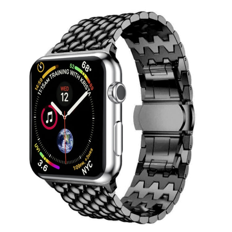 Dragon-scale Texture Metal Watch Band For Apple Watch Series 9&8&7 41mm / SE 3&SE 2&6&SE&5&4 40mm / 3&2&1 38mm(Black) by bashfashion